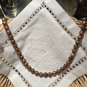 Coppery freshwater pearl necklace with heart and arrow toggle closure